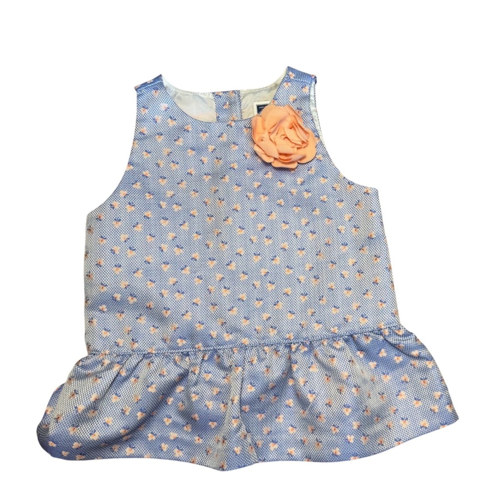 Janie and Jack Floral Tweed Peplum Top Periwinkle with 3D Flower Size Toddler 4